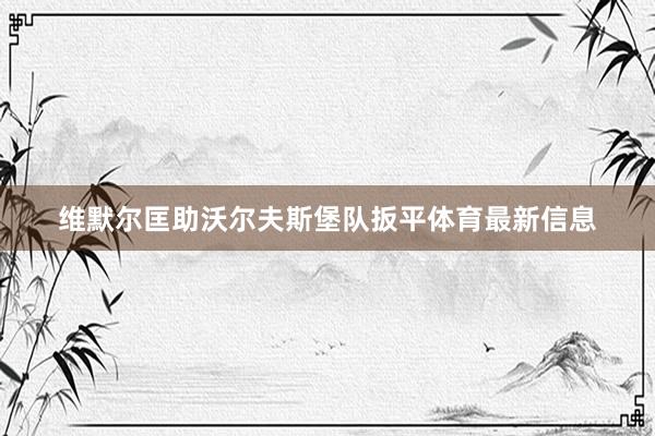 维默尔匡助沃尔夫斯堡队扳平体育最新信息