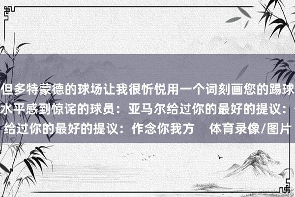 但多特蒙德的球场让我很忻悦用一个词刻画您的踢球立场：浅易让你对他的水平感到惊诧的球员：亚马尔给过你的最好的提议：作念你我方    体育录像/图片