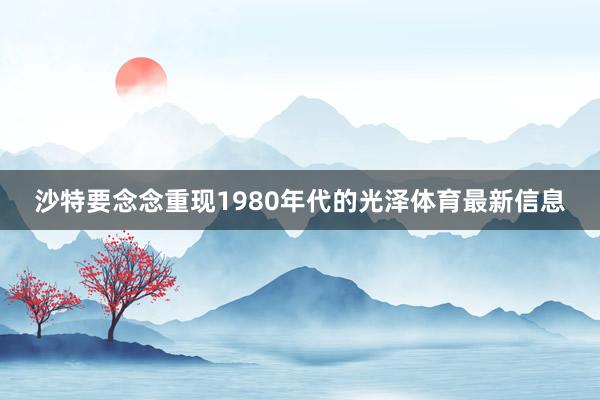 沙特要念念重现1980年代的光泽体育最新信息