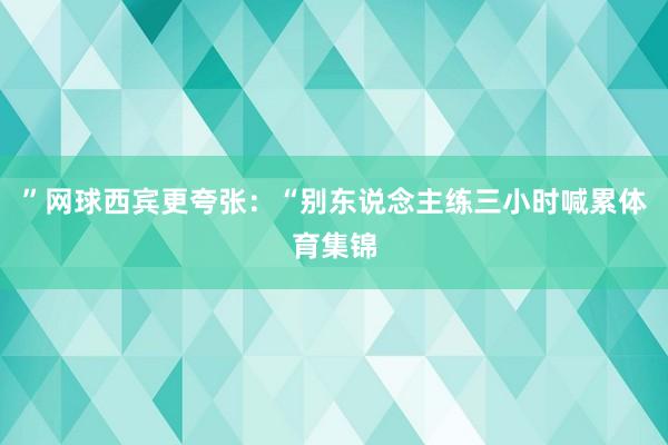 ”网球西宾更夸张：“别东说念主练三小时喊累体育集锦