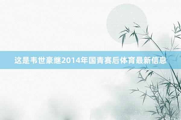 这是韦世豪继2014年国青赛后体育最新信息
