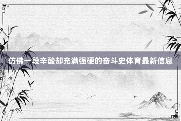 仿佛一段辛酸却充满强硬的奋斗史体育最新信息