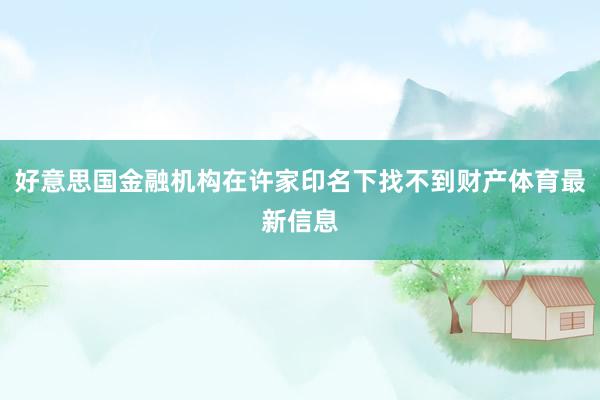 好意思国金融机构在许家印名下找不到财产体育最新信息
