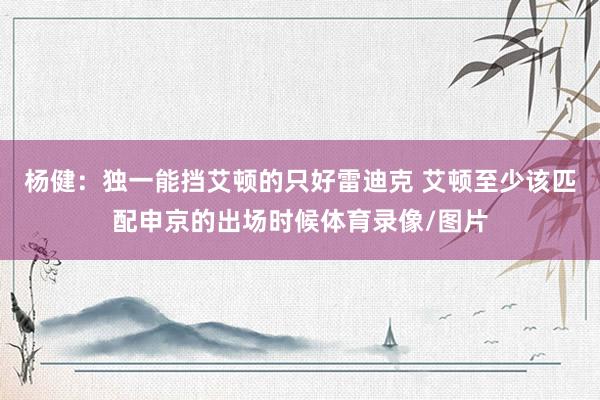 杨健：独一能挡艾顿的只好雷迪克 艾顿至少该匹配申京的出场时候体育录像/图片